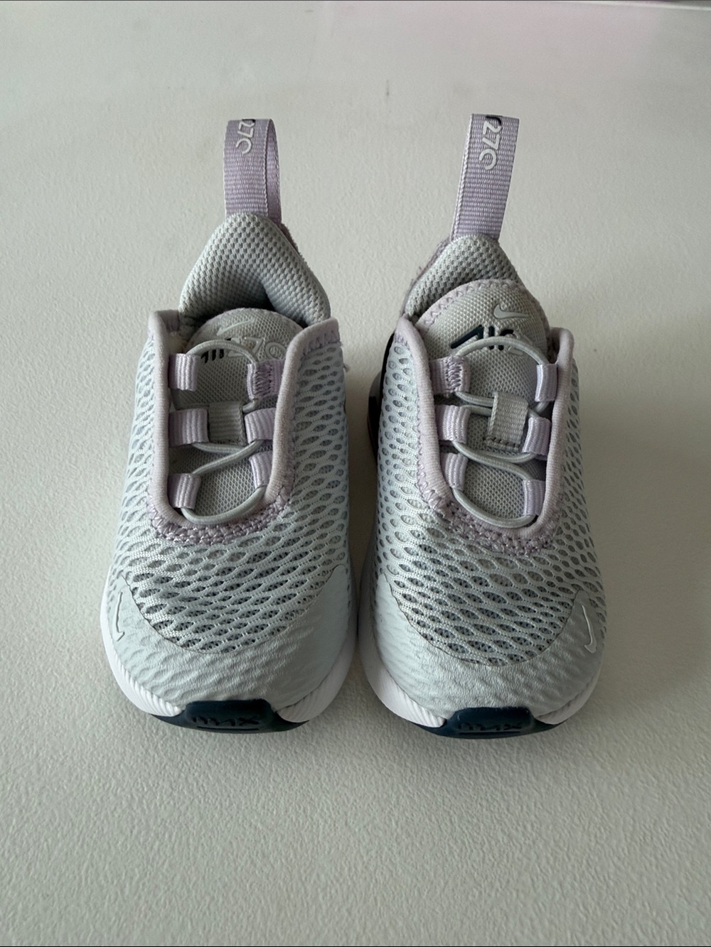 Nike Kids Air 270 Sneakers - Light Gray with Lavender Pull Tabs